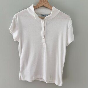 Haband White Ribbed 3-Button Short Sleeve Shirt